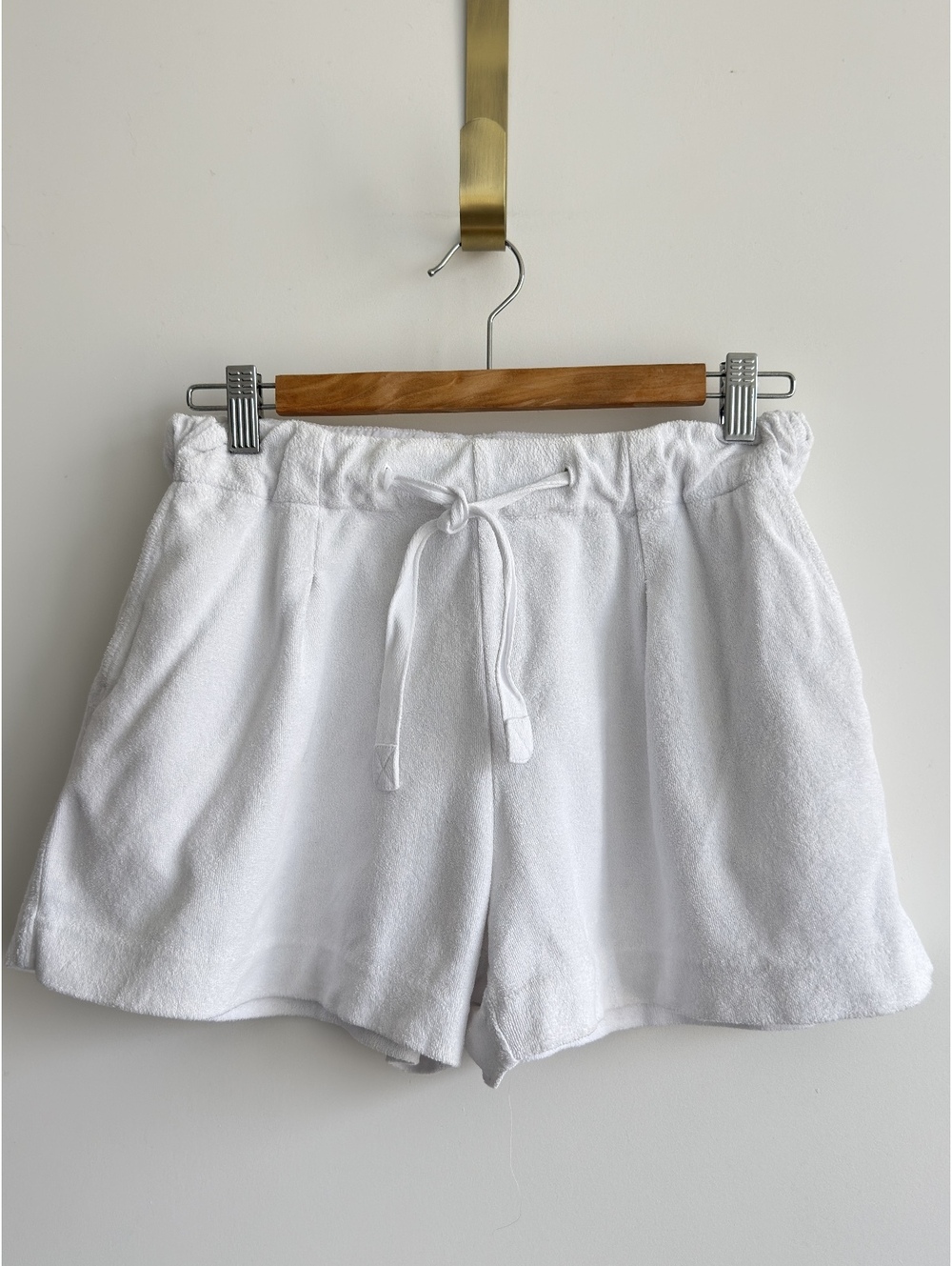 Vince White Cotton Terry Drawstring Shorts Size Small